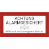 Hinweisschild für Schutzschränke Text: Achtung Alarmgesichert