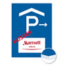 Individuell gefertigtes Parkplatzschild mit Logo Aluminium 2, 0 mm weiß, Ecken rund, ohne Bohrung