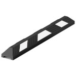 wolk Parkplatzbegrenzung Radstopp 122 cm aus Recyclinggummi mit weißen Reflexstreifen und Befestigungsmaterial