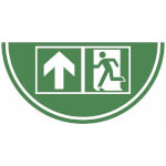 Bodenmarkierung für Türbereiche R10 Notausgang rechts mit Zusatzzeichen: Richtungsangabe aufwärts bzw. geradeaus