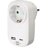 brennenstuhl Steckdosenadapter mit USB-C zum Schnellladen mit USB-A Ladebuchse mit 18 W