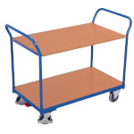 VARIOfit Tischwagen Transportwagen mit Stahlrahmen und 2 Ladeflächen aus Holz