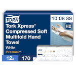 Tork 100888 Xpress komprimierte weiche Multifold-Papierhandtücher M-Falz Premium 2-lagig für Spendersystem H2