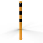 Schake Absperrpfosten Typ 489BG gelb mit schwarzen Streifen zum Einbetonieren mit Erdanker, ortsfest