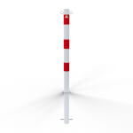 Schake Absperrpfosten Typ 460B/2 weiß mit roten Reflexstreifen, 2 Ösen zum Einbetonieren mit Erdanker, ortsfest
