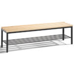 C+P Freistehende Sitzbank Basic mit Schuhrost Gestell mit 4 Füßen aus stabilem Vierkant-Stahlrohr 30 x 30 mm