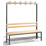 C+P Garderobenbank einseitig Basic mit Schuhrost Gestell mit 4 Füßen aus stabilem Vierkant-Stahlrohr 30 x 30 mm