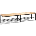 C+P Freistehende Sitzbank Basic mit Schuhrost Gestell mit 6 Füßen aus stabilem Vierkant-Stahlrohr 30 x 30 mm