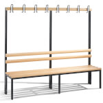 C+P Garderobenbank einseitig Basic Gestell mit 6 Füßen aus stabilem Vierkant-Stahlrohr 30 x 30 mm