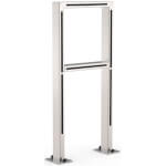 WSM Fahrrad-Anlehnbügel 9331 E Edelstahl Absperrbügel mit Knierohr und Bodenplatte zum Aufschrauben