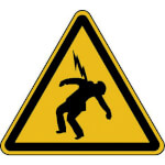 Warnschild Warnung vor überschlagender Spannung