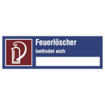 Hinweisschild auf Sicherheitseinrichtung Feuerlöscher befindet sich...