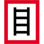 Hinweisschild für die Feuerwehr Hinweischild auf geeignete Stelle zum Anleitern