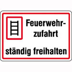 Hinweisschild für Feuerwehrzufahrten Feuerwehrzufahrt ständig freihalten