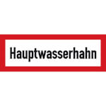 Hinweisschild für den Brandschutz Hauptwasserhahn