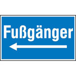 Hinweisschild zur Baustellenkennzeichnung Fußgänger (mit Richtungspfeil nach links)