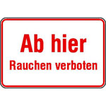 Hinweisschild zur Betriebskennzeichnung Ab hier Rauchen verboten