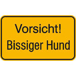 Hinweisschild zur Grundbesitzkennzeichnung Vorsicht! Bissiger Hund