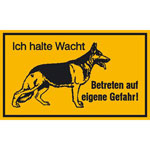 Hinweisschild zur Grundbesitzkennzeichnung Symbol: Schäferhund