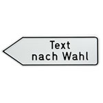 Individuell gefertigter Wegweiser (linksweisend) Aluminium, geprägt 0,6 mm, Ecken rund, ohne Bohrung