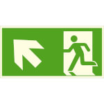 Fluchtwegschild - langnachleuchtend Notausgang links, schräg aufwärts (Kombischild)