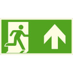 Fluchtwegschild - langnachleuchtend Notausgang rechts, aufwärts bzw.geradeaus (Kombischild)