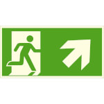 Fluchtwegschild - langnachleuchtend Notausgang rechts, schräg aufwärts (Kombischild)