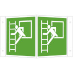 Fluchtwegschild - Winkel - langnachleuchtend Notausstieg mit Fluchtleiter links