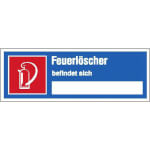Hinweisschild auf Sicherheitseinrichtung Feuerlöscher befindet sich...