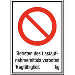 Hinweisschild zur Baustellenkennzeichnung Betreten des Lastaufnahmemittels verboten