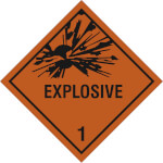 SafetyMarking Gefahrzettel nach ADR Klasse 1, Explosive Stoffe und Gegenstände Explosive