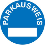 Parkausweis-Vignette, blau mit Freifeld zur Selbstbeschriftung