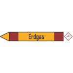 Rohrleitungspfeil linksweisend mit GHS-Symbol Erdgas