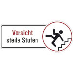 Fahnenschild Vorsicht steile Stufen