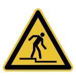 Warnschild Warnung vor Abwärtsstufe