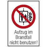 Verbots-Kombischild Aufzug im Brandfall nicht benutzen