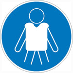 Gebotsschild, Rettungsweste benutzen,