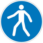 Gebotsschild, Fußgängerweg benutzen,