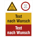 Warn-Verbots-Gebots-Kombischild mit max. 2 Sicherheitszeichen + 2 Texten nach Wahl