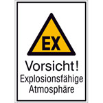 Warn-Kombischild Vorsicht! Explosionsfähige Atmosphäre