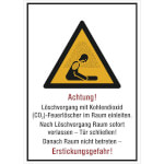 Warn-Kombischild Achtung! Löschvorgang mit Kohlendioxid (CO2)-Feuerlöscher