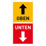 Verpackungsetiketten Text: oben / unten