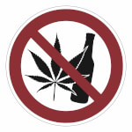 Cannabis Verbotsschild Cannabis/Kiffen und Alkohol verboten