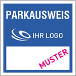 Individuell gefertigte Parkausweise (zur Innenverklebung) PVC-Folie 0,1 mm weiß, Ecken spitz,