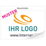 Individuell gefertigte Produkt- und Werbetiketten PVC-Folie 0,1 mm weiß, Ecken spitz,