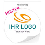 Individuell gefertigte Produkt- und Werbetiketten PVC-Folie 0,1 mm weiß, formgestanzt, kreisrund
