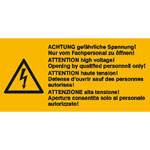 Warn-Kombischild auf Bogen Achtung gefährliche Spannung! Nur von Fachpersonal
