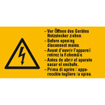 Warn-Kombischild auf Bogen Vor Öffnen des Gerätes Netzstecker ziehen
