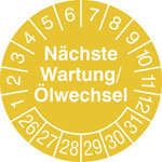 Prüfplaketten - Nächste Wartung/Ölwechsel in Jahresfarbe