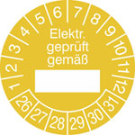 Prüfplaketten - Elektr. geprüft gemäß... in Jahresfarbe